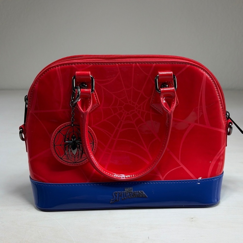 Marvel Spider-Man Red Blue Patent Dome Satchel Bag Universal Studios Purse